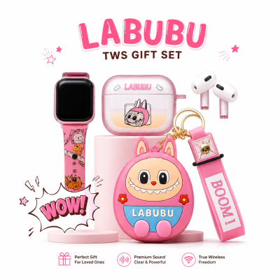 Pop Mart Labubu 2-in-1 Gadget Set – Cute Wireless TWS Earbuds & Smartwatch Strap Combo with Collectible Character Case